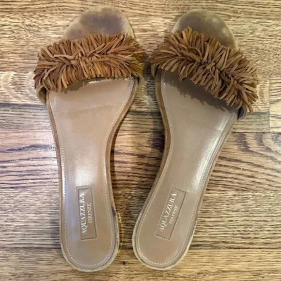 Aquazurra Fringe Brown Sandals - Picture 3 of 3